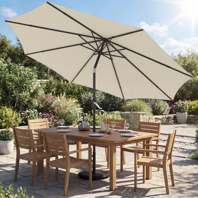 4goodz Parasol 300 cm met kruisvoet en zandzak uv 30+ wit 3595264 large