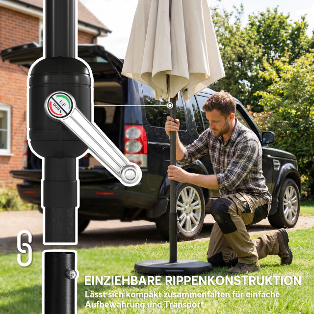 4goodz Parasol 300 cm met kruisvoet en zandzak uv 30+ wit 3595264 large