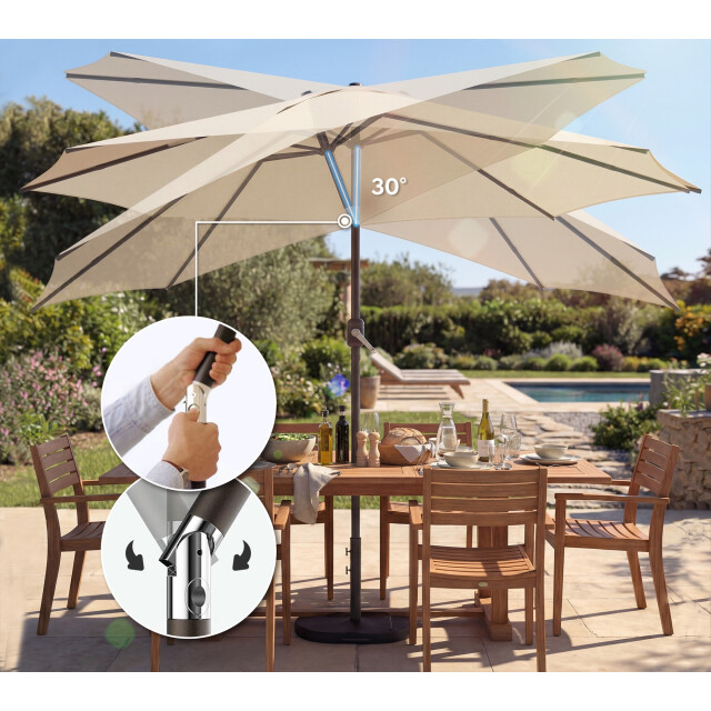 4goodz Parasol 300 cm met kruisvoet en zandzak uv 30+ wit 3595264 large