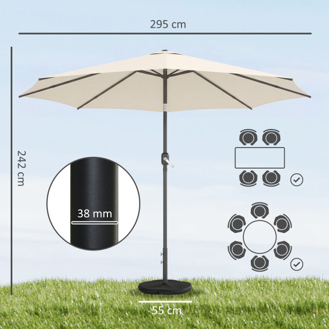 4goodz Parasol 300 cm met kruisvoet en zandzak uv 30+ wit 3595264 large