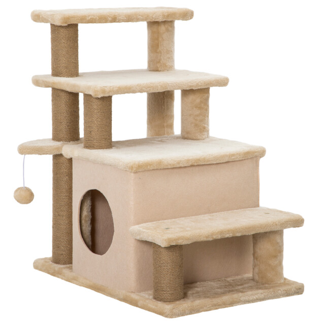4goodz Kattentrap 4 treden krabpaal-huis met speelbal 60x40x66 cm 3596785 large