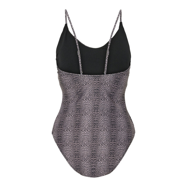 Pieces Dames badpak pcbaomi ronde hals zwart/luipaard print 17134623-Black MINI LEO large