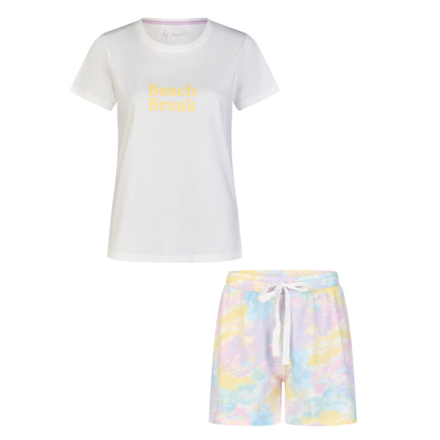By Louise Dames shortama korte pyjama set geprint wit/multi BL-6280-02 large