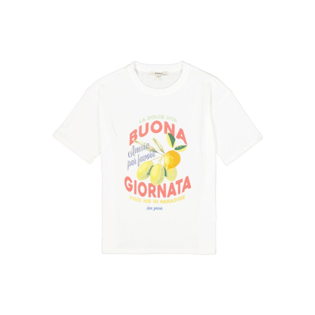 Garcia Jeans dames tops t-shirts 4339.02.0136 off-white 4339.02.0136 large