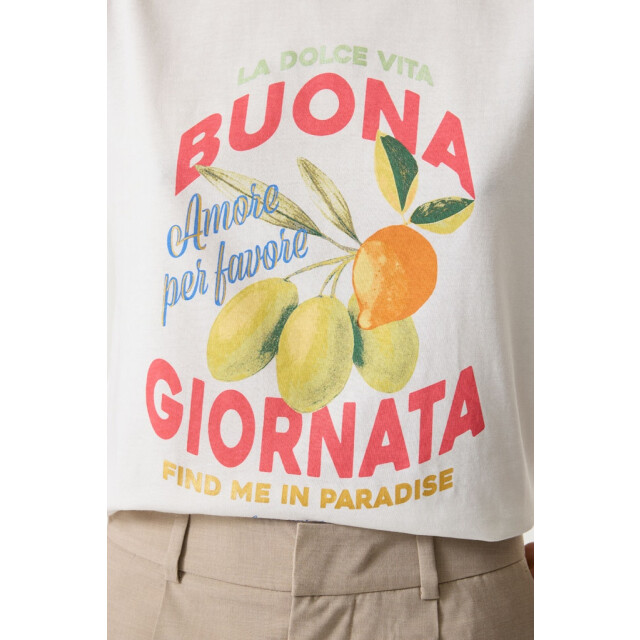 Garcia Jeans dames tops t-shirts 4339.02.0136 off-white 4339.02.0136 large