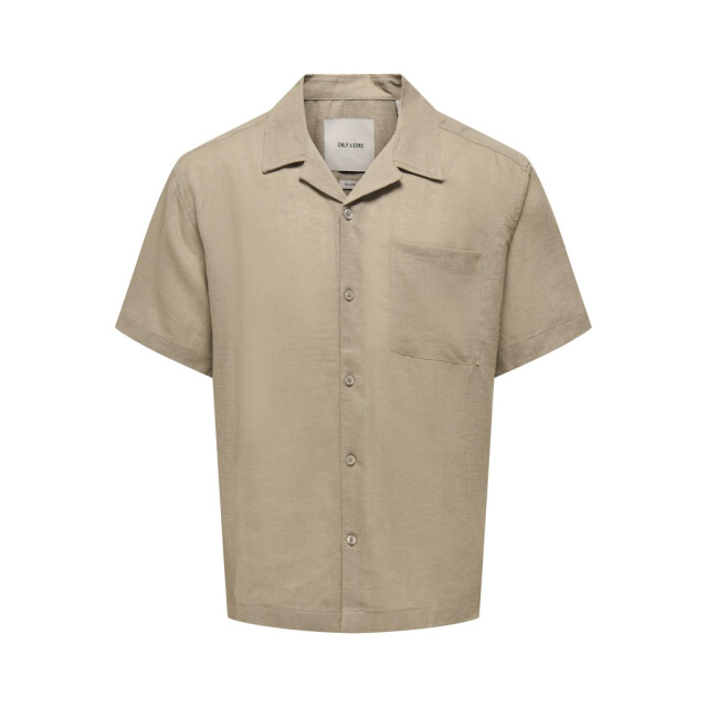 Only & Sons Onslaurence linen resort collar ss taupe 5319.77.0002 large