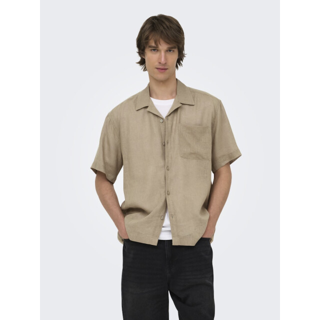 Only & Sons Onslaurence linen resort collar ss taupe 5319.77.0002 large