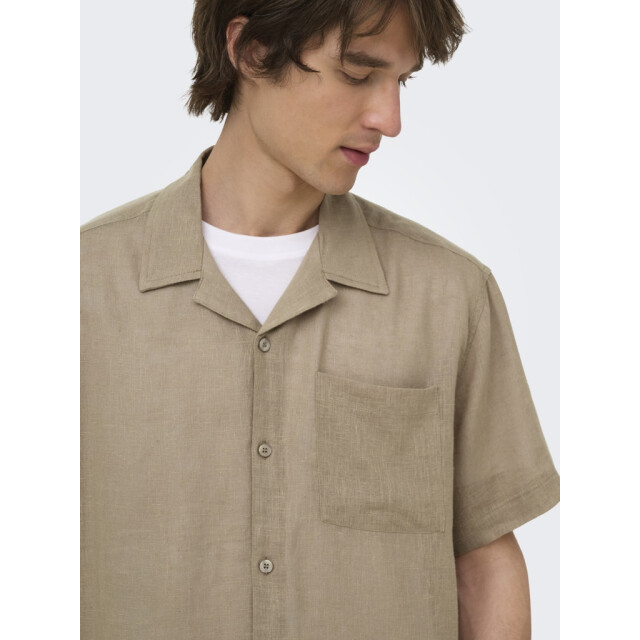 Only & Sons Onslaurence linen resort collar ss taupe 5319.77.0002 large