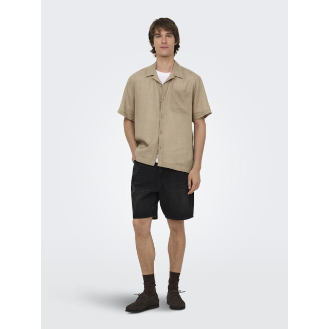 Only & Sons Onslaurence linen resort collar ss taupe 5319.77.0002 large
