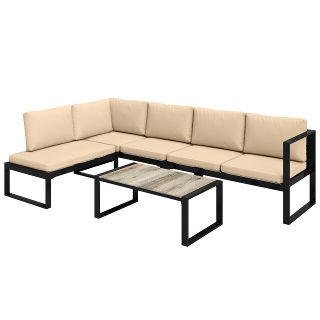 4goodz 4-5 persoons tuinloungeset met kussens en een salontafel khaki 3599313 large