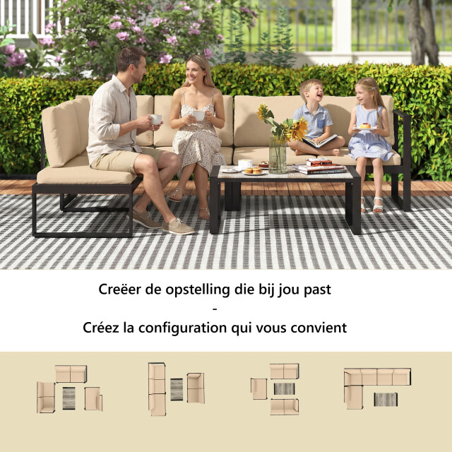 4goodz 4-5 persoons tuinloungeset met kussens en een salontafel khaki 3599313 large