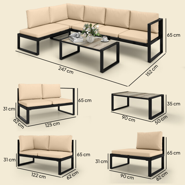 4goodz 4-5 persoons tuinloungeset met kussens en een salontafel khaki 3599313 large