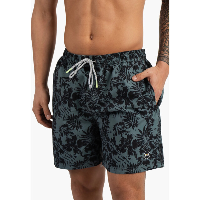 Happy Shorts Heren zwemshort gebloemd print blauwgroen HS-SW-1294 large