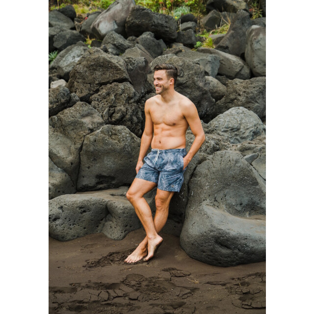 Happy Shorts Heren zwemshort palmbladeren print blauwgrijs HS-SW-1292 large