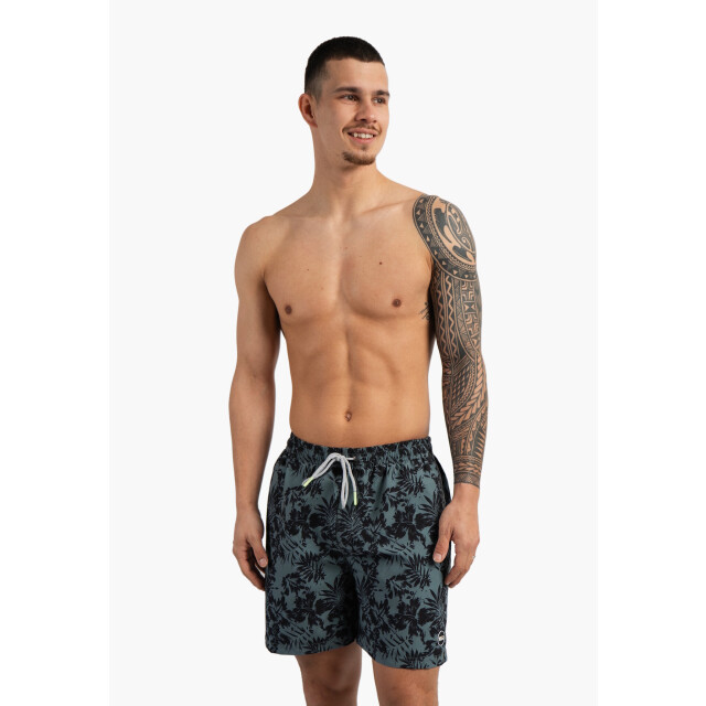 Happy Shorts Heren zwemshort gebloemd print blauwgroen HS-SW-1294 large