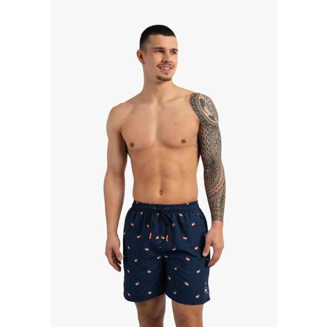 Happy Shorts Heren zwemshort donkerblauw manderijn fruit print HS-SW-1291 large