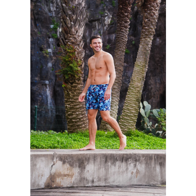 Happy Shorts Heren zwemshort blauw gebloemd HS-SW-1289 large