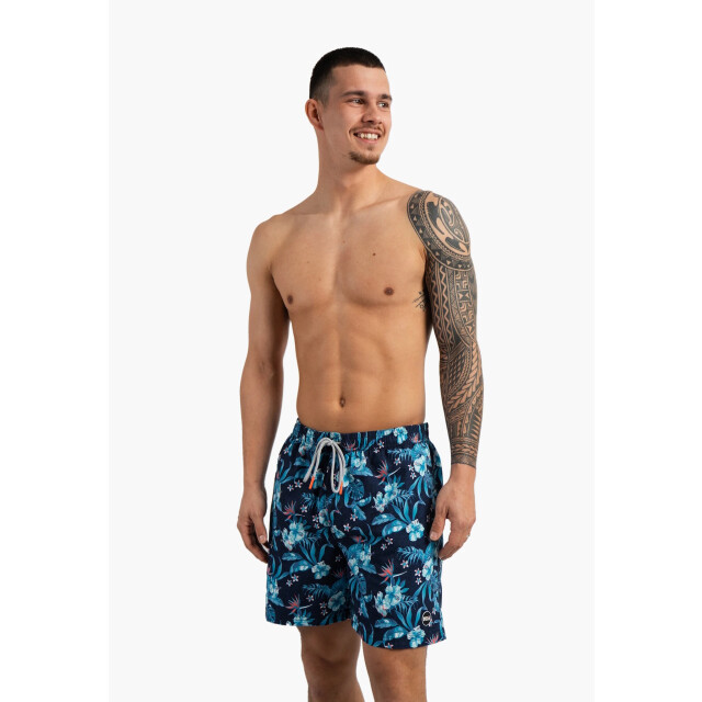 Happy Shorts Heren zwemshort blauw gebloemd HS-SW-1289 large