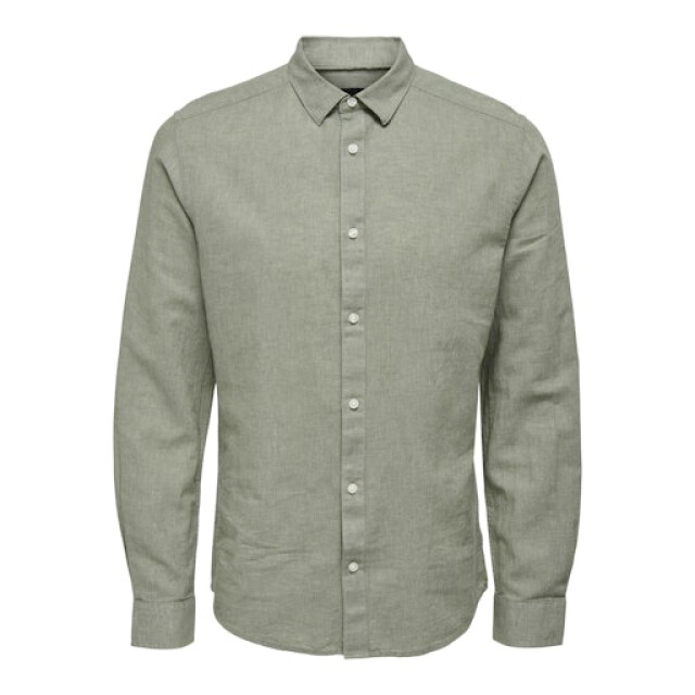 Only & Sons onscaiden ls solid linen shirt noos 22012321 swamp 05631.369.0120 large