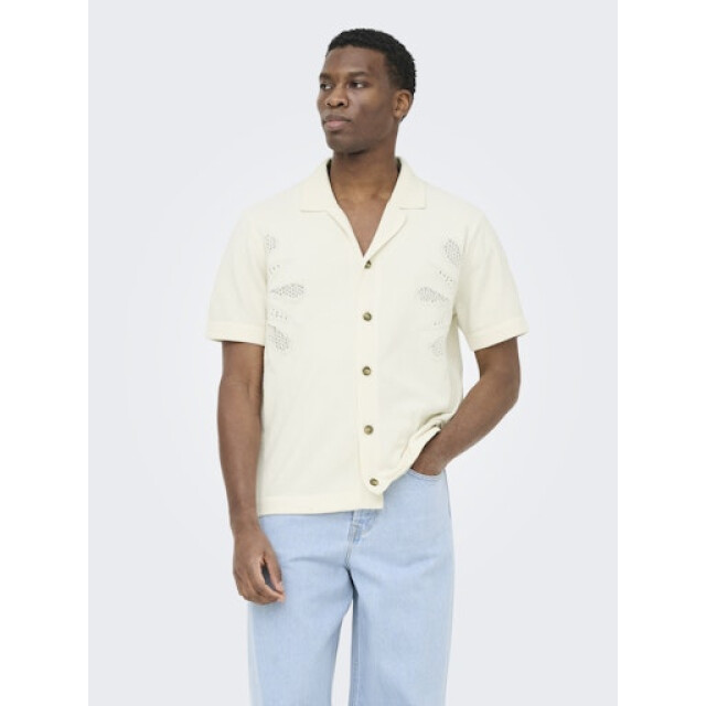 Only & Sons onsjam life reg ss shirt knit 22037745 egret 05632.198.0254 large