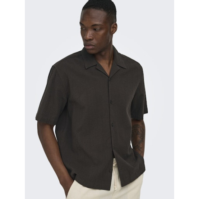 Only & Sons onscruz rlx seersucker resort ss sh 22038003 black coffee 05011.882.0063 large