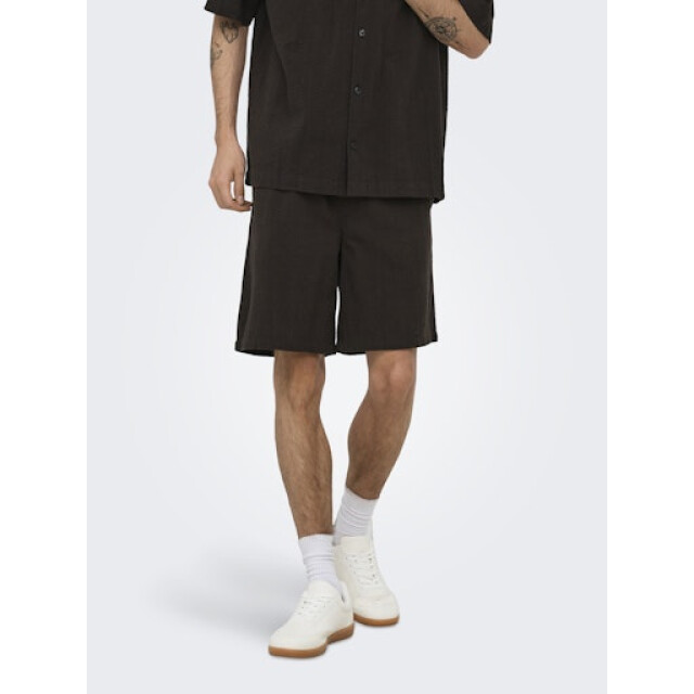 Only & Sons onscruz seersucker jogger shorts 22038002 black coffee 05413.882.0003 large