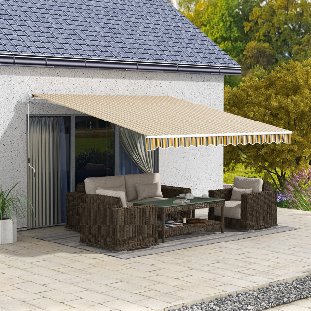 4goodz Zonneluifel 3,5 x 2,5 m knikarm zonnescherm grijs/geel 3602782 large