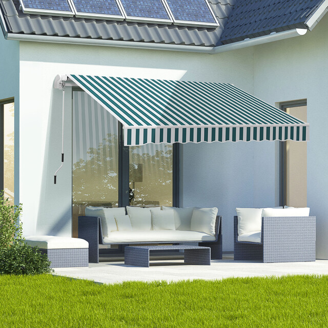 4goodz Zonneluifel, 3,95 x 2,45 m knikarm zonnescherm + groen 3602779 large