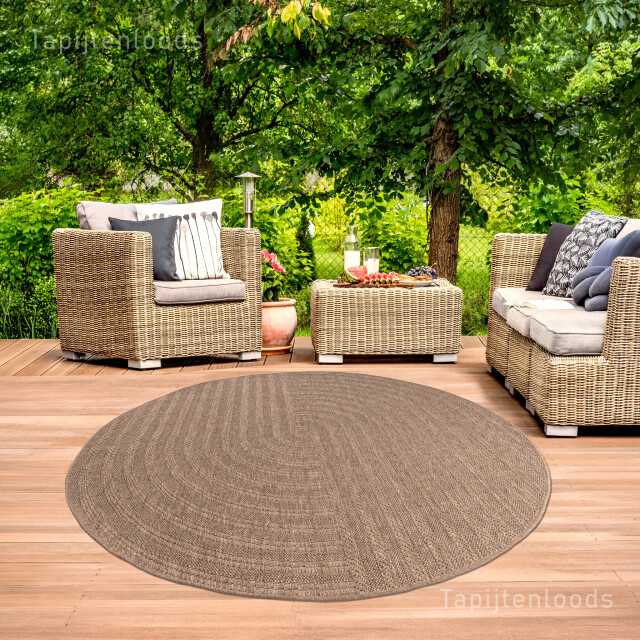 Muratap Sahara japandi rond buitenkleed jute-look weerbestendig vloerkleed zwart- 3604014 large