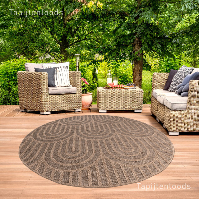 Muratap Sahara japandi rond buitenkleed jute-look weerbestendig vloerkleed 200 cm 3603969 large