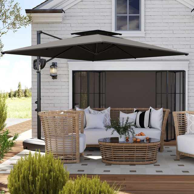 4goodz Zweefparasol vierkant 247 cm met parasolvoet kantelbaar en draaibaar - 3560444 large