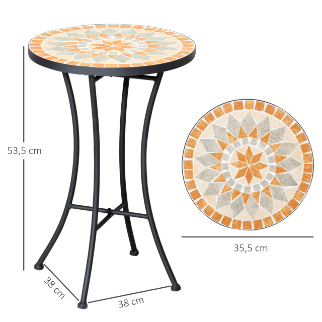 4goodz Bistrotafel mozaiektafel rond 35 cm -oranje/wit 3590316 large