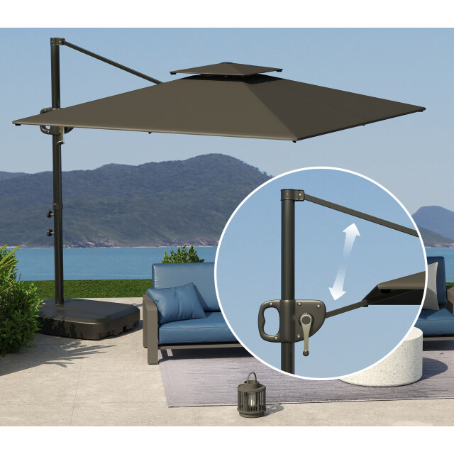 4goodz Zweefparasol vierkant 247 cm met parasolvoet kantelbaar en draaibaar - 3560444 large