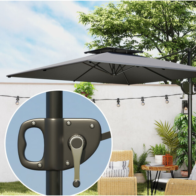 4goodz Zweefparasol vierkant 247 cm met parasolvoet kantelbaar en draaibaar - 3560444 large