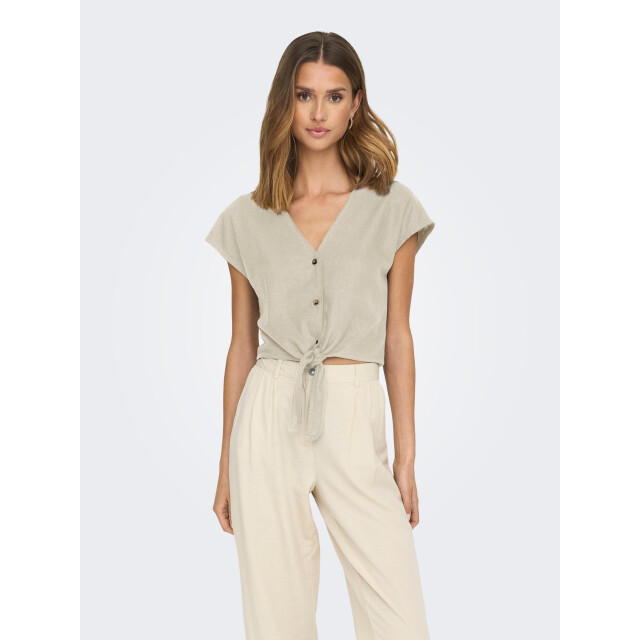 Jacqueline de Yong Jdysay s/s linen knot shirt wvn 15287724 large