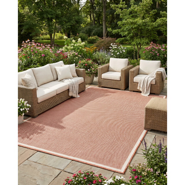 Muratap Buitenkleed brussels uni effen kader terra- 200x290 cm 3606354 large