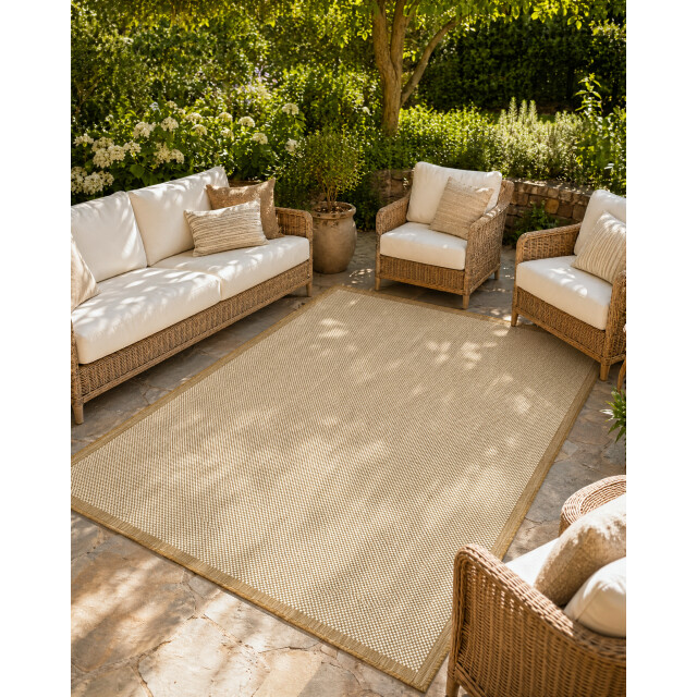 Muratap Buitenkleed brussels uni effen kader linnen 200x290 cm 3606391 large