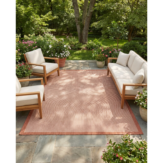 Muratap Buitenkleed brussels uni effen kader terra- 200x290 cm 3606354 large