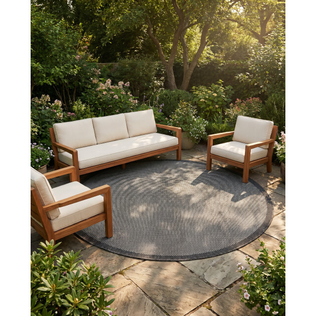 Muratap Buitenkleed brussels rond uni effen kader 120 cm rond 3606327 large