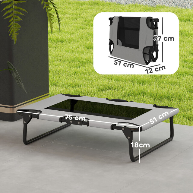 4goodz Opvouwbaar verhoogd hondenligbed 75 x 51 x 18 cm grijs 3244560 large
