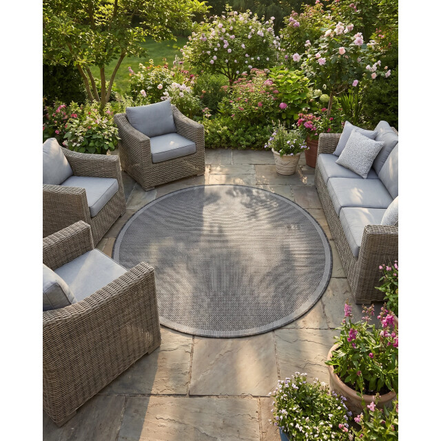 Muratap Buitenkleed brussels rond uni effen kader 120 cm rond 3606327 large