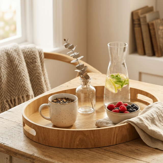 Casa di Elturo Dienblad ovaal bamboe met handgrepen – 44 x 34 x 5 cm – serveerblad hout – tray 3607457 large