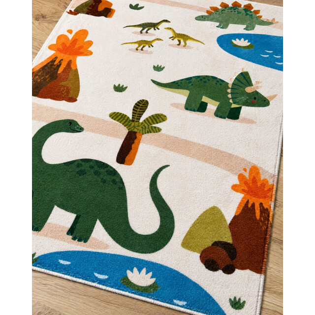 Muratap Kinderkleed dino vloerkleed kinderkamer anti-slip groen 95x145 cm 3607189 large