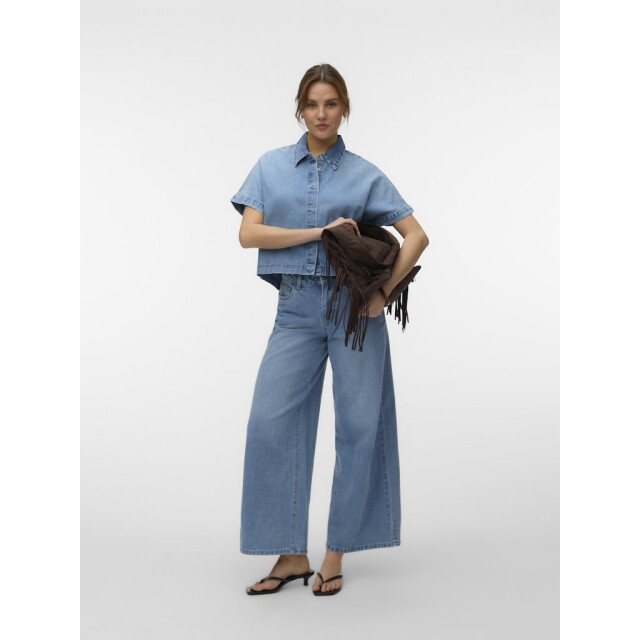 Vero Moda vmingeborg ss denim shirt mix 10344715 light blue denim 06613.260.0002 large