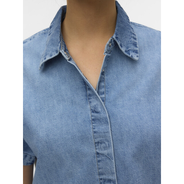 Vero Moda vmingeborg ss denim shirt mix 10344715 light blue denim 06613.260.0002 large