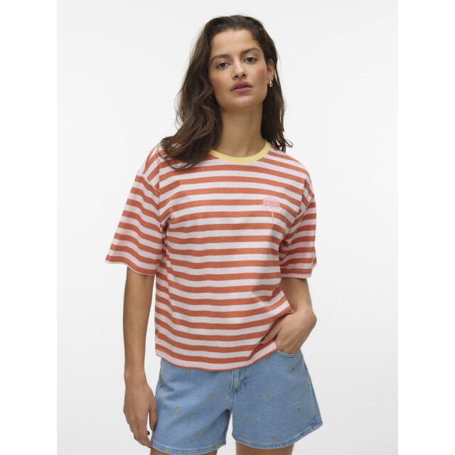 Vero Moda vmevelijn ss striped tee exp 10349868 langoustino -a-boo 06011.620.0066 large
