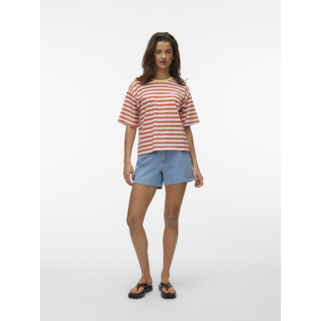 Vero Moda vmevelijn ss striped tee exp 10349868 langoustino -a-boo 06011.620.0066 large