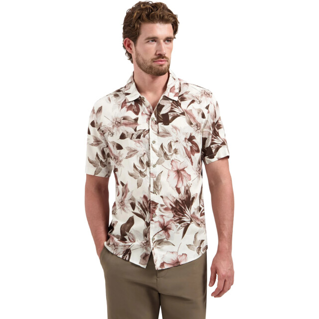 No Excess Shirt short sleeve allover printed coral 32460447-094 large