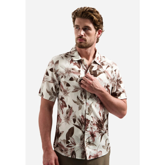 No Excess Shirt short sleeve allover printed coral 32460447-094 large