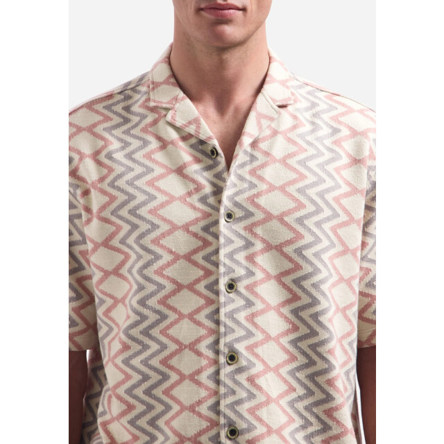 No Excess Shirt short sleeve jacquard zigzag coral 32490422-094 large